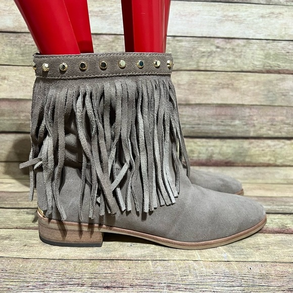 Micheal Kors Grey Suede Fringe Ankle Boots - Picture 3 of 9